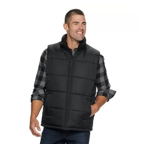 Orion Sport men’s black down filled blocked quilted vest zipper front size Large - Picture 2 of 16